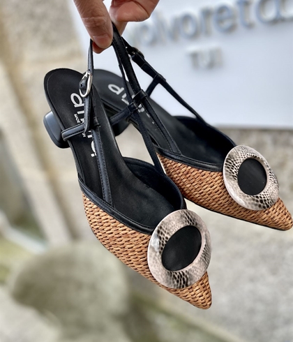 stiletto Dibia by Ezzio 12058 pieza ovalada rafia natural y negro - Imagen 1