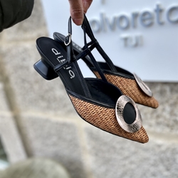 stiletto Dibia by Ezzio 12058 pieza ovalada rafia natural y negro - Imagen 2