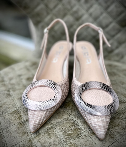 stiletto Dibia by Ezzio 12098 pieza ovalada paja rosa nude nacarado - Imagen 1