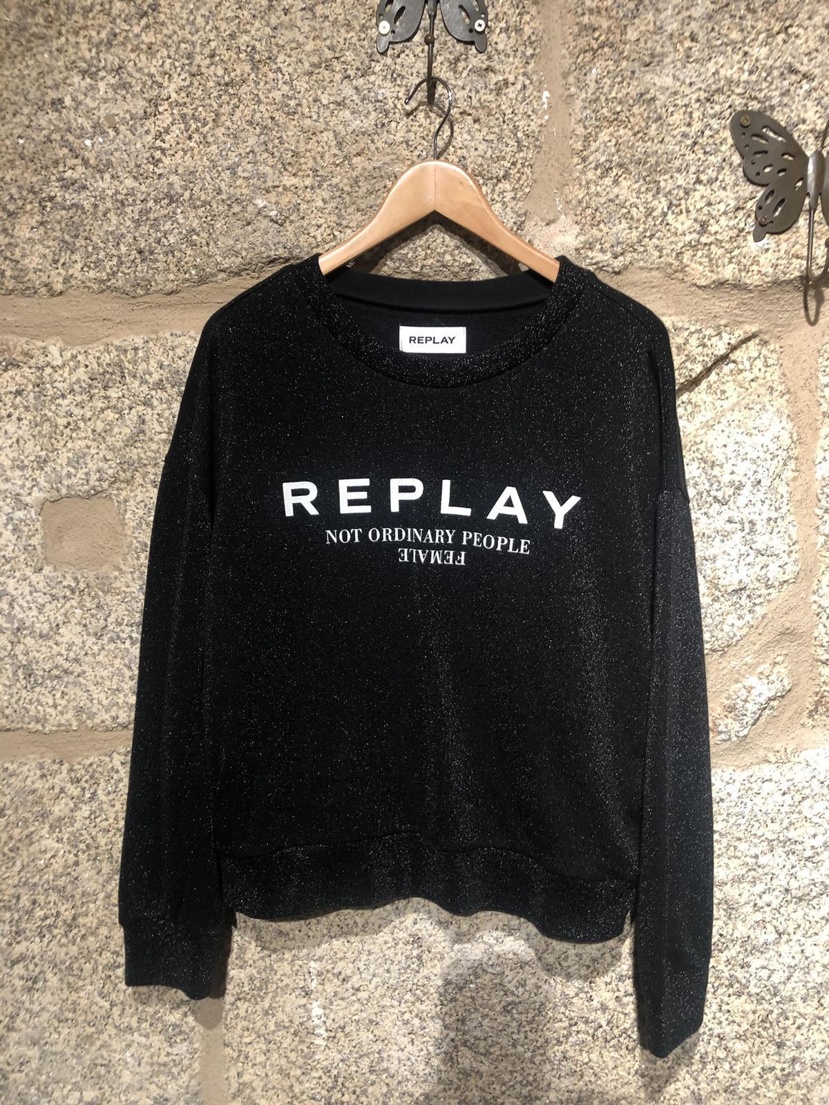 Sudadera negra REPLAY lurex - Imagen 1