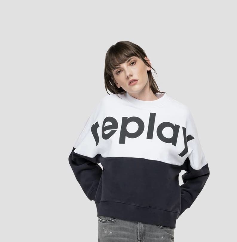Sudadera Replay blanco negro - Imagen 1