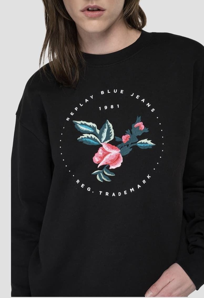 Sudadera Replay bordado flor negra - Imagen 3