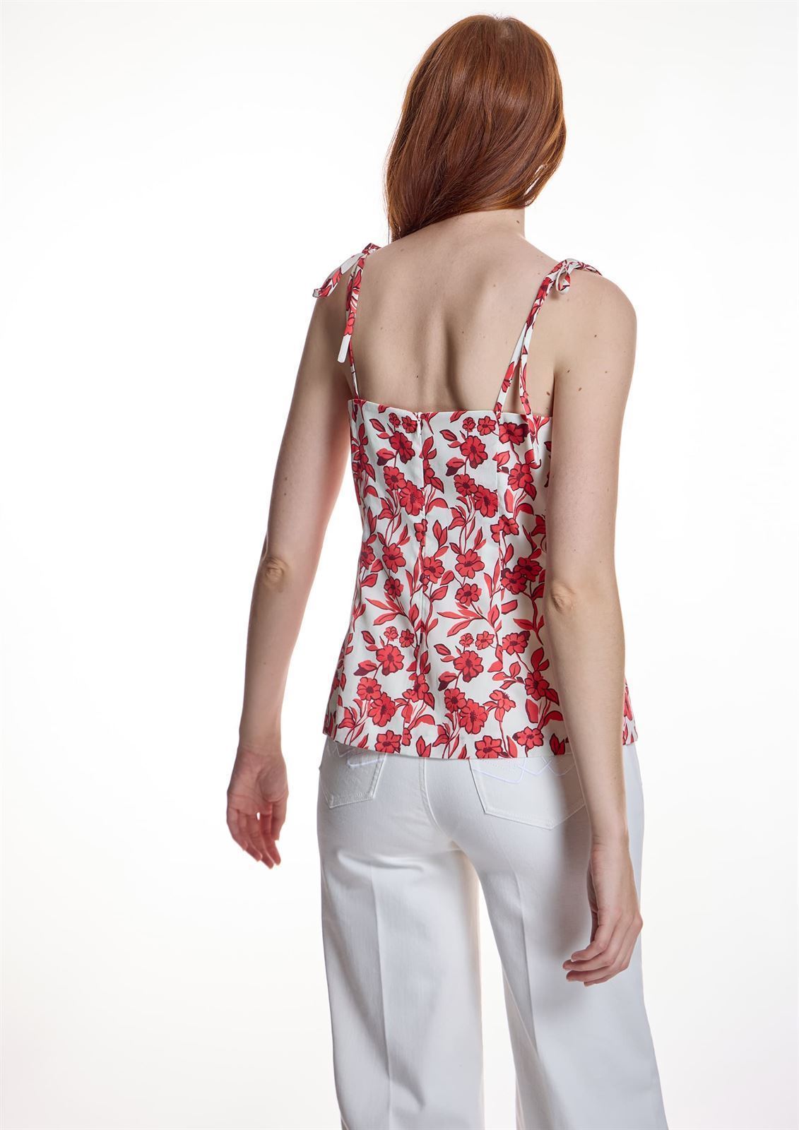 Top Alba conde 1322 flor blanco rojo - Imagen 3