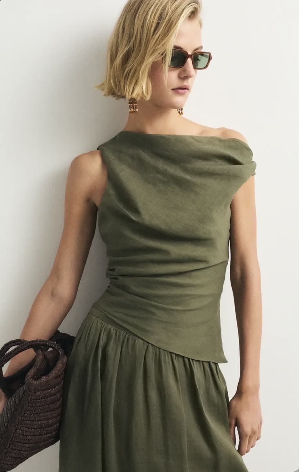 Top ese O ese CRETA lino verde jungla - Imagen 1