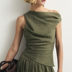 Top ese O ese CRETA lino verde jungla - Imagen 1