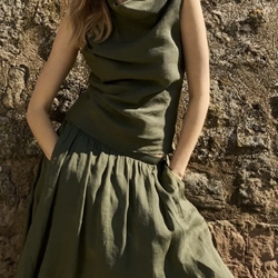 Top ese O ese CRETA lino verde jungla - Imagen 2