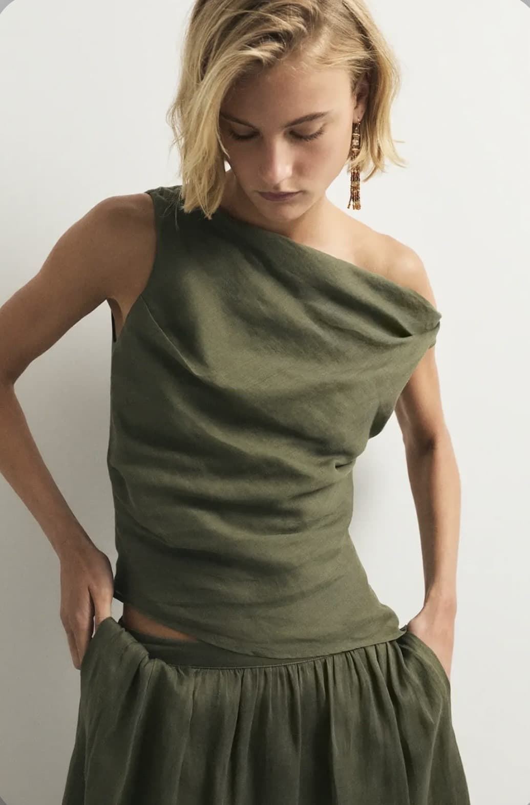 Top ese O ese CRETA lino verde jungla - Imagen 3