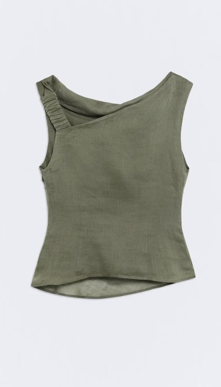 Top ese O ese CRETA lino verde jungla - Imagen 4