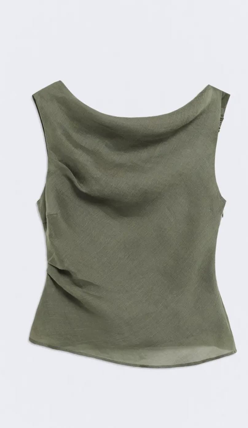 Top ese O ese CRETA lino verde jungla - Imagen 5