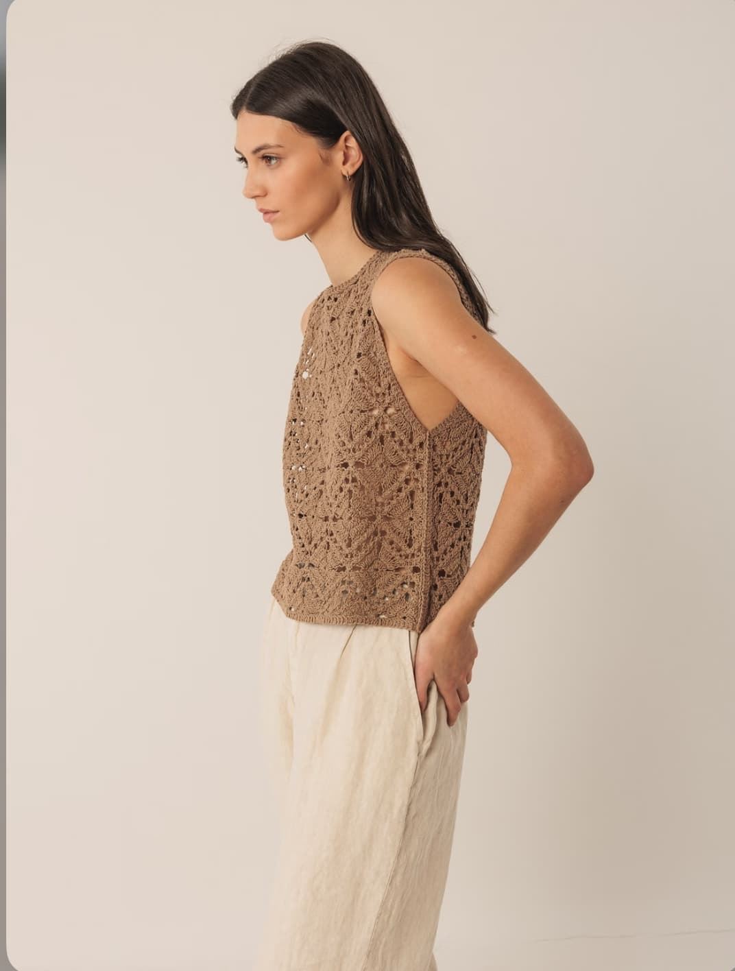 TOP Indi & Cold abotonado crochet topo - Imagen 5