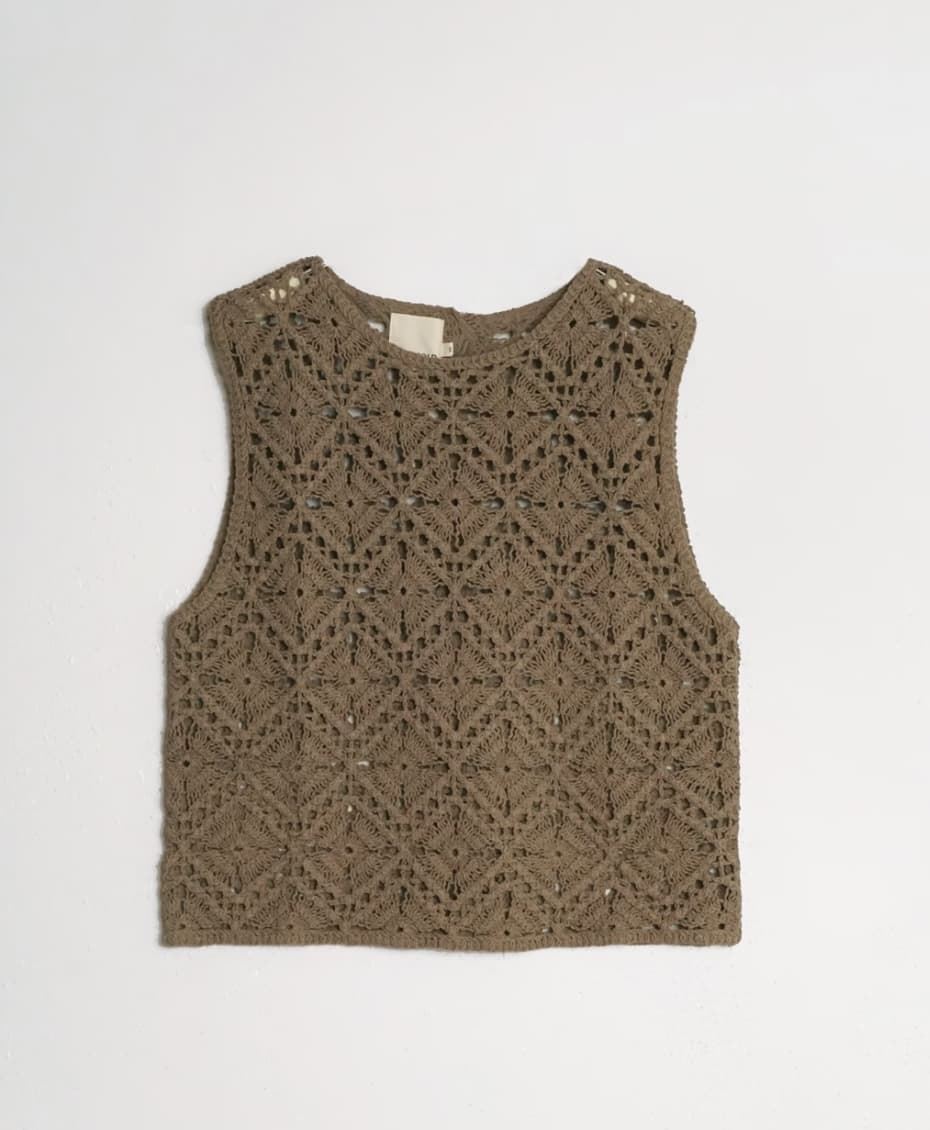 TOP Indi & Cold abotonado crochet topo - Imagen 6