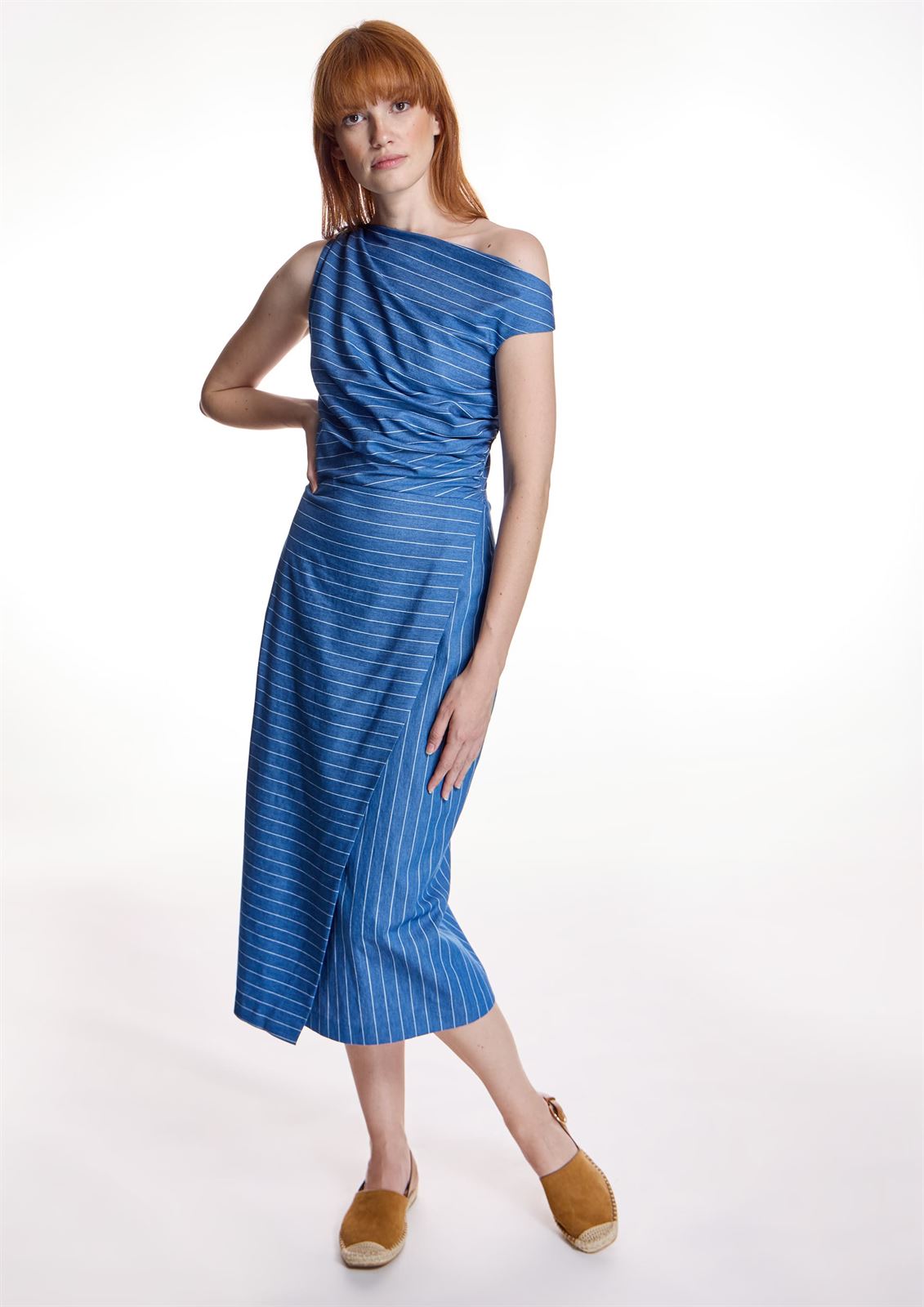 Vestido Alba Conde 1432 rayas azules - Imagen 1