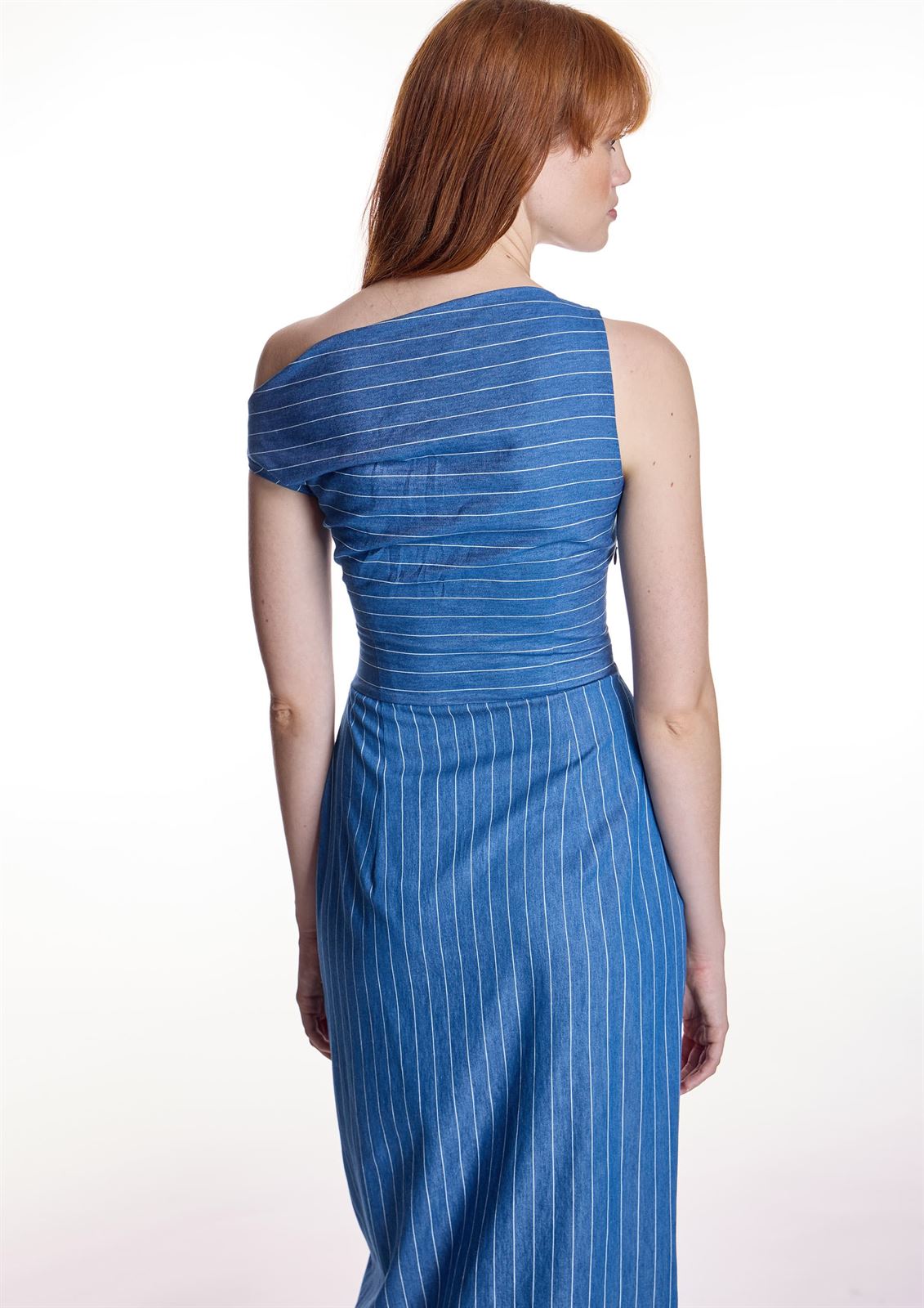 Vestido Alba Conde 1432 rayas azules - Imagen 7
