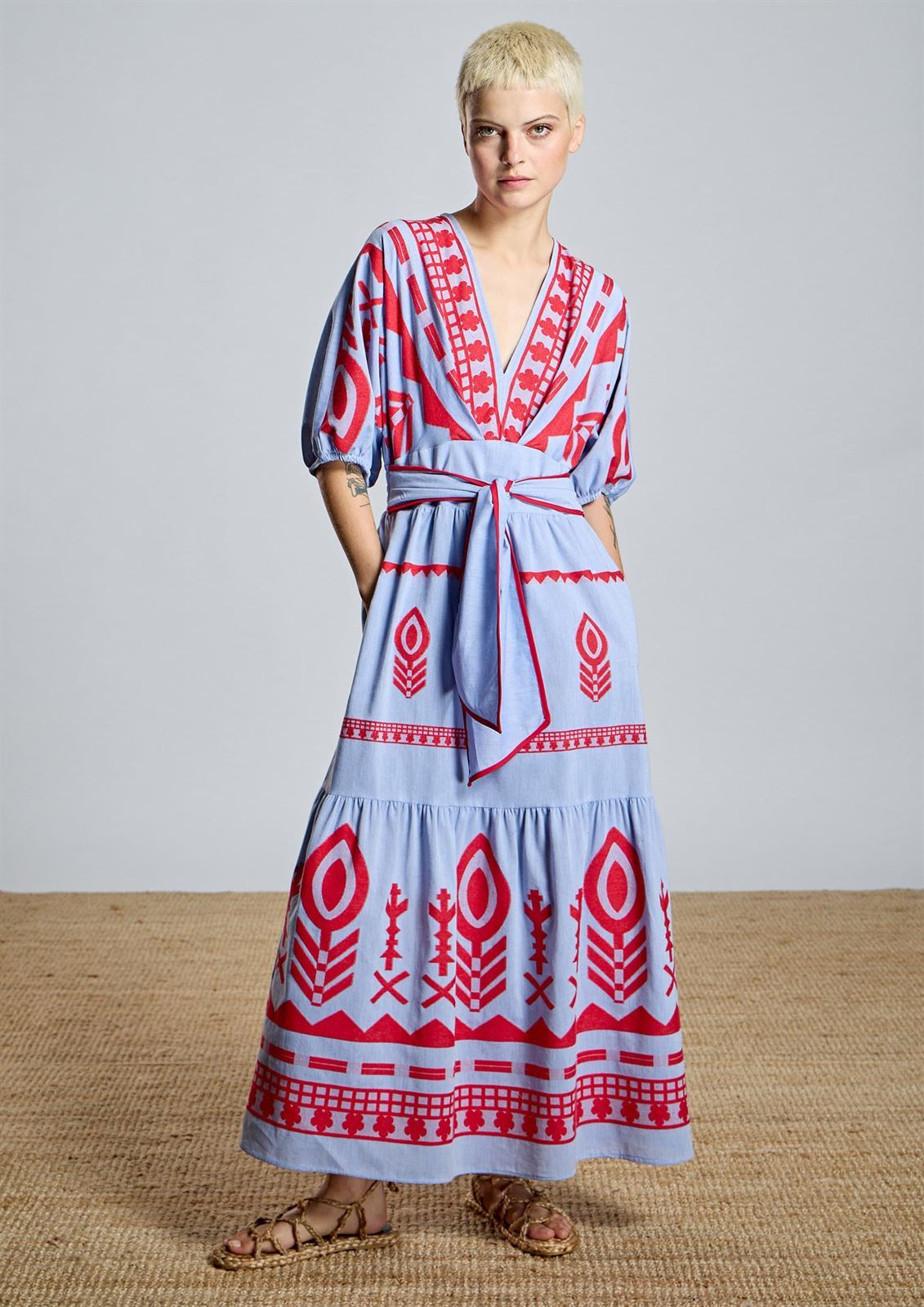 Vestido Alba Conde 2406-417-36 étnico azul bordado - Imagen 1