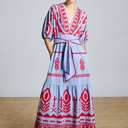 Vestido Alba Conde 2406-417-36 étnico azul bordado - Imagen 1