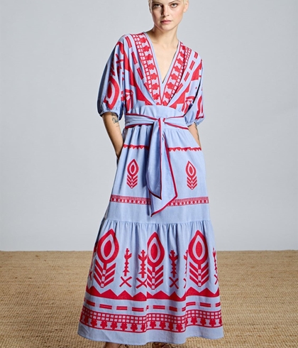 Vestido Alba Conde 2406-417-36 étnico azul bordado - Imagen 1