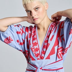 Vestido Alba Conde 2406-417-36 étnico azul bordado - Imagen 2