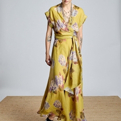 Vestido Alba Conde 2412-426-60 midi oliva estampado floral - Imagen 1