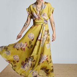 Vestido Alba Conde 2412-426-60 midi oliva estampado floral - Imagen 2