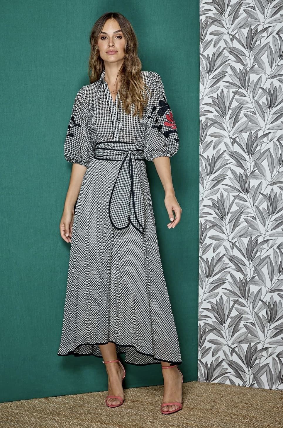 Vestido Alba Conde 3403-745-20 vichy bordado blanco negro - Imagen 2