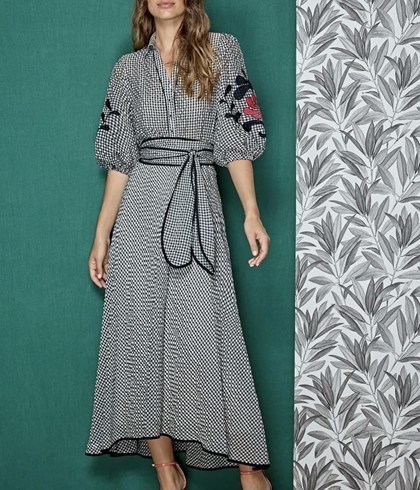 Vestido Alba Conde 3403-745-20 vichy bordado blanco negro - Imagen 2