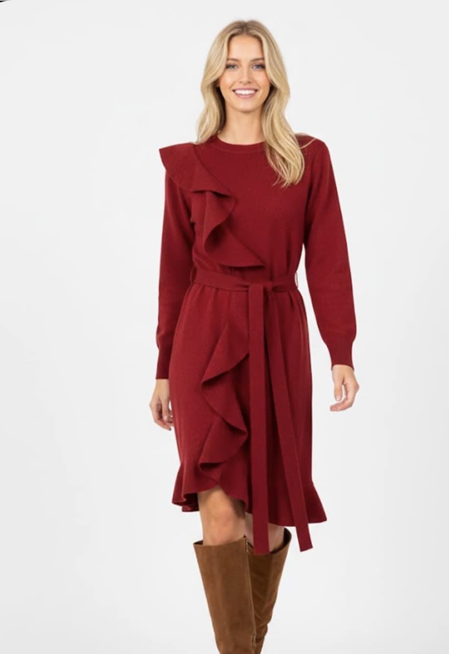 Vestido Derhy Bergamote punto rojo burdeos - Imagen 1