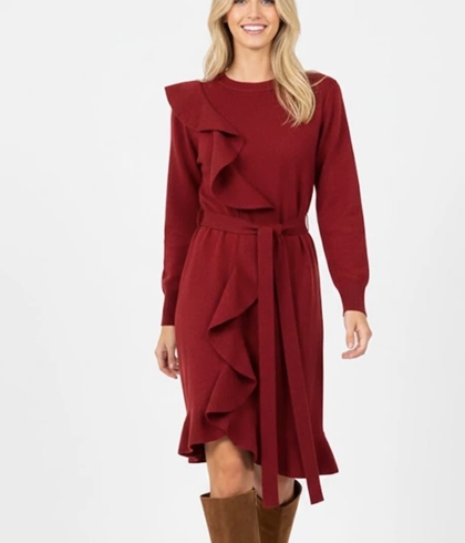 Vestido Derhy Bergamote punto rojo burdeos - Imagen 1