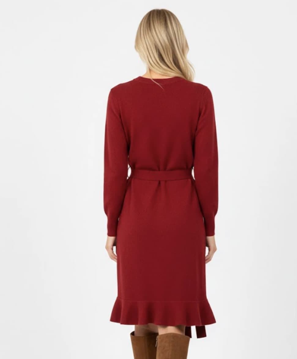 Vestido Derhy Bergamote punto rojo burdeos - Imagen 2