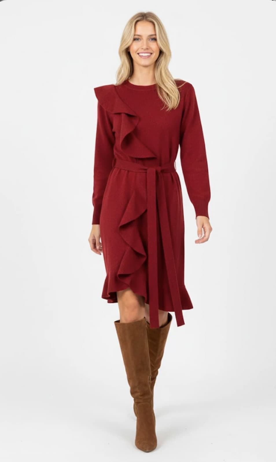 Vestido Derhy Bergamote punto rojo burdeos - Imagen 3