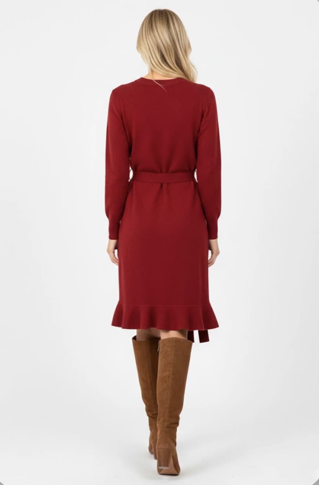 Vestido Derhy Bergamote punto rojo burdeos - Imagen 4