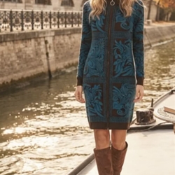 Vestido Derhy Betille jacquard marrón chocolate - Imagen 1