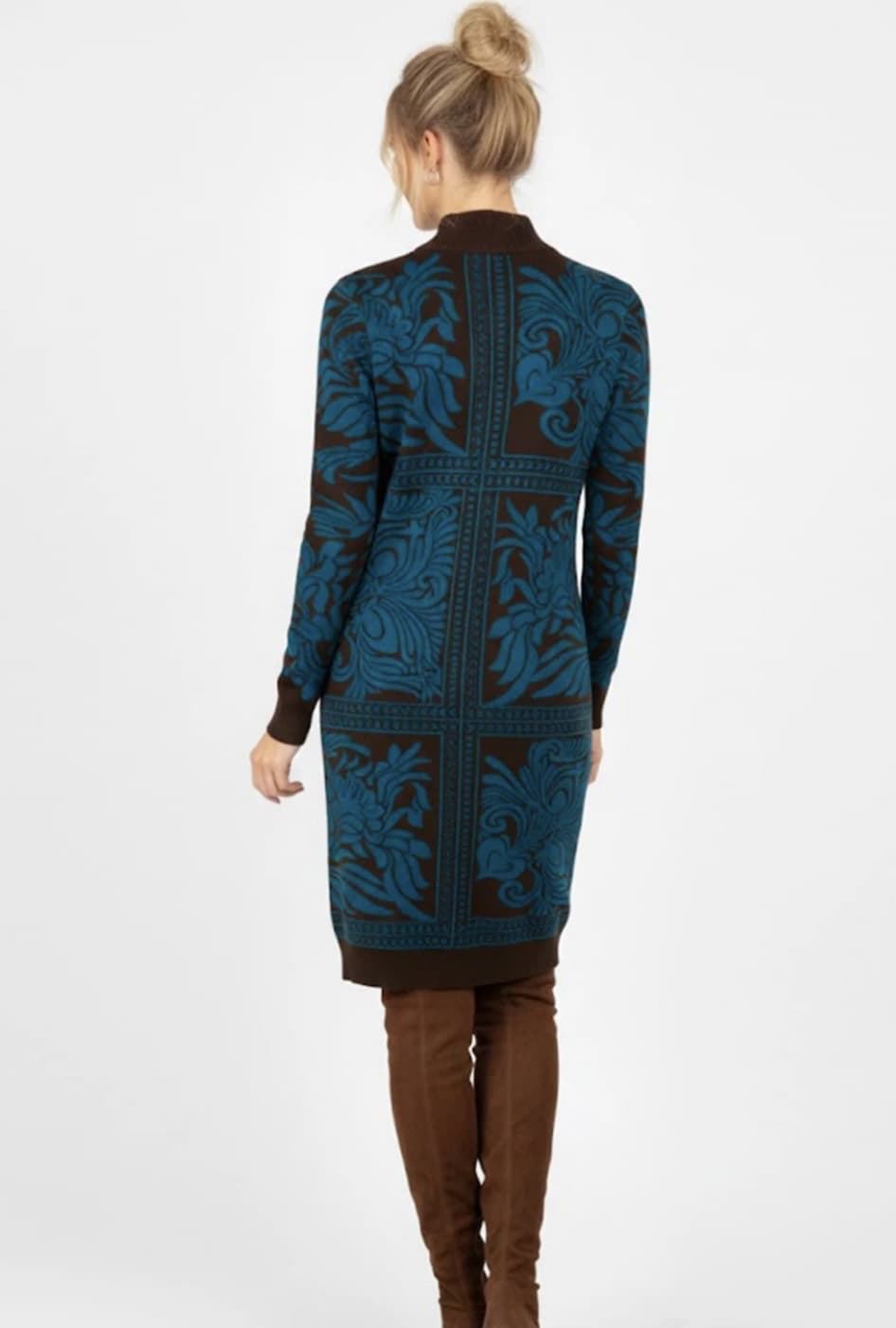 Vestido Derhy Betille jacquard marrón chocolate - Imagen 2