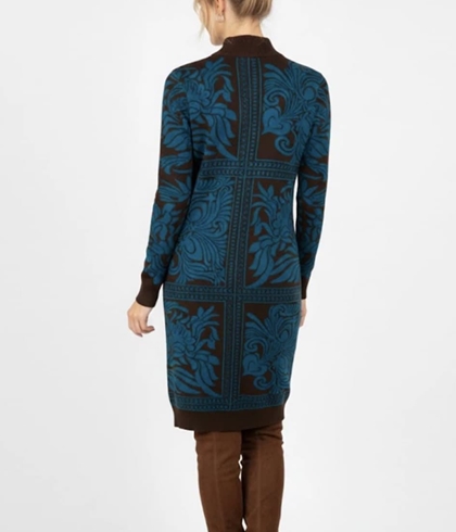Vestido Derhy Betille jacquard marrón chocolate - Imagen 2