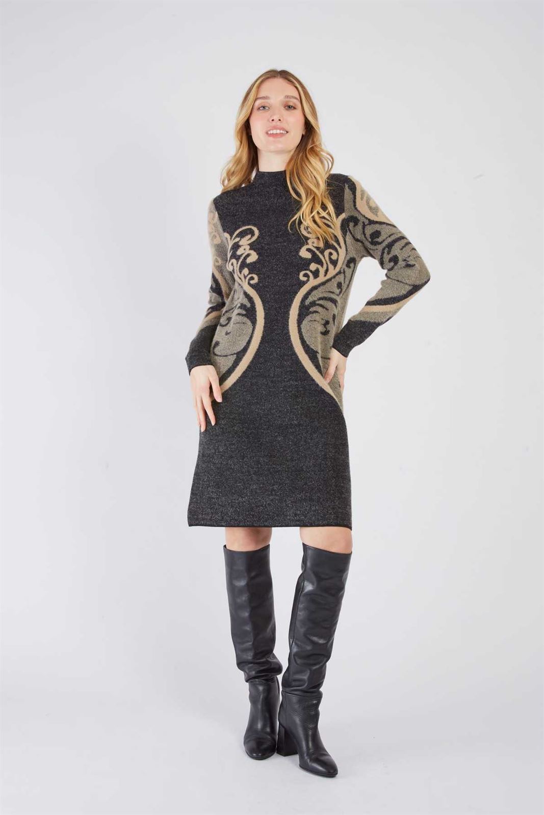 Vestido Derhy CALYPSO ROBE Negro grisaceo - Imagen 5