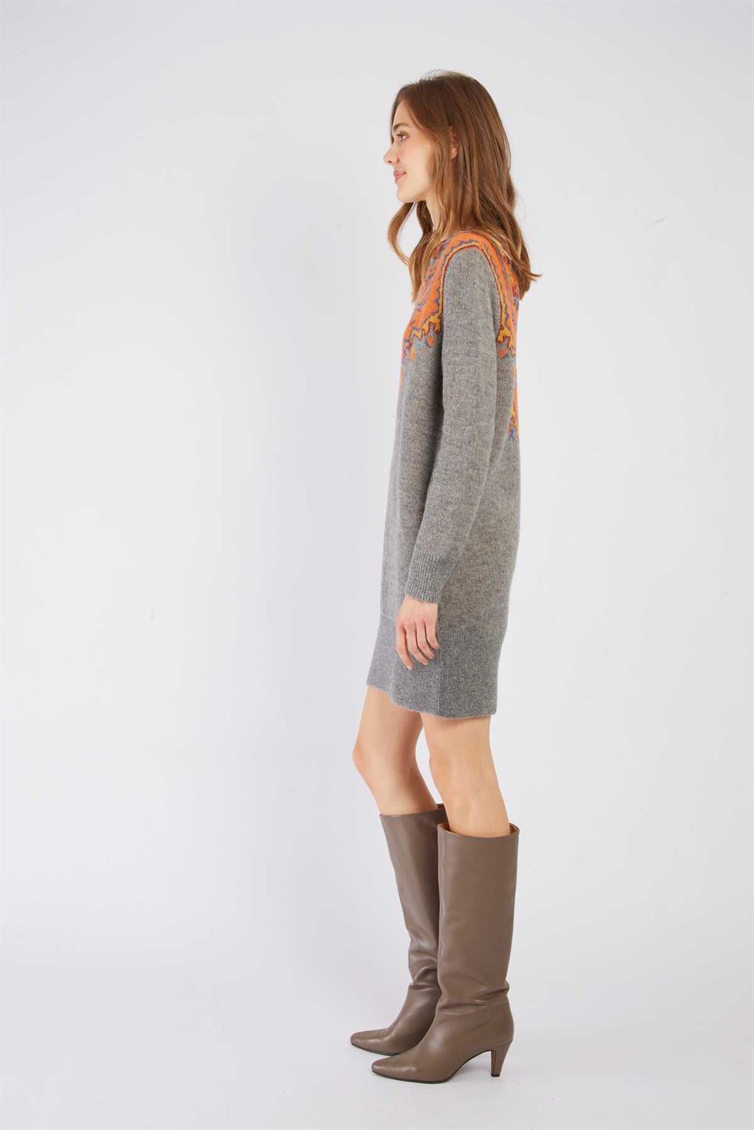 Vestido Derhy CELESTE ROBE greca gris - Imagen 3