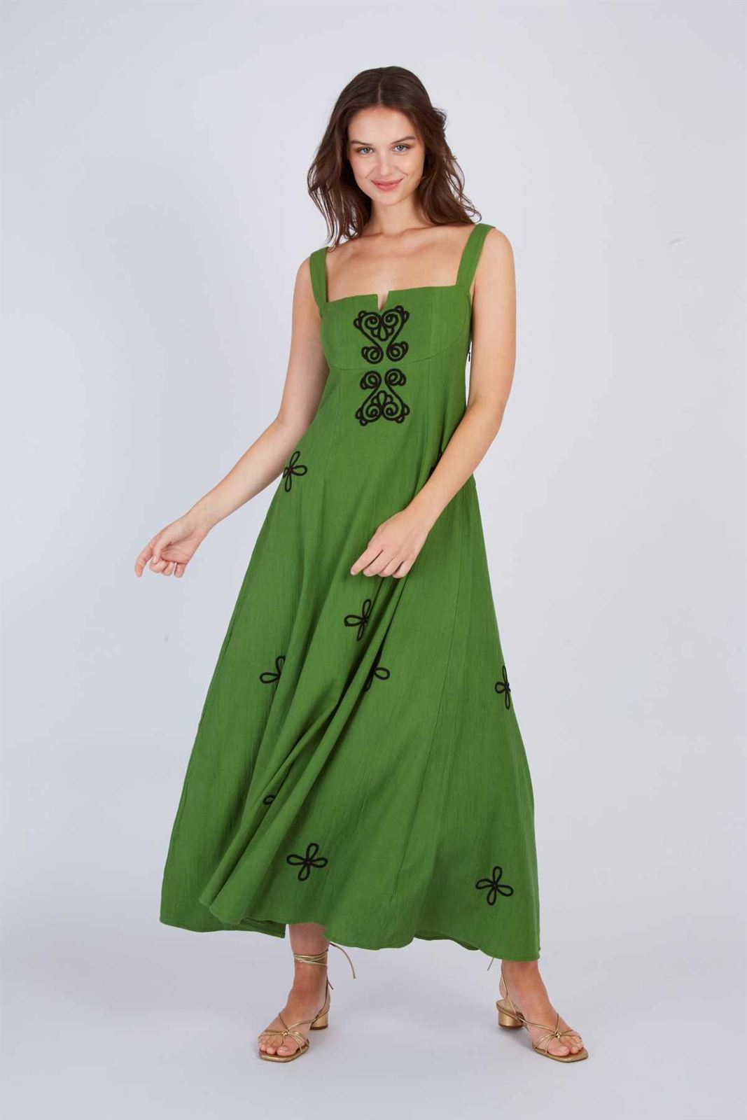 Vestido Derhy CLARISSE bordado verde - Imagen 2