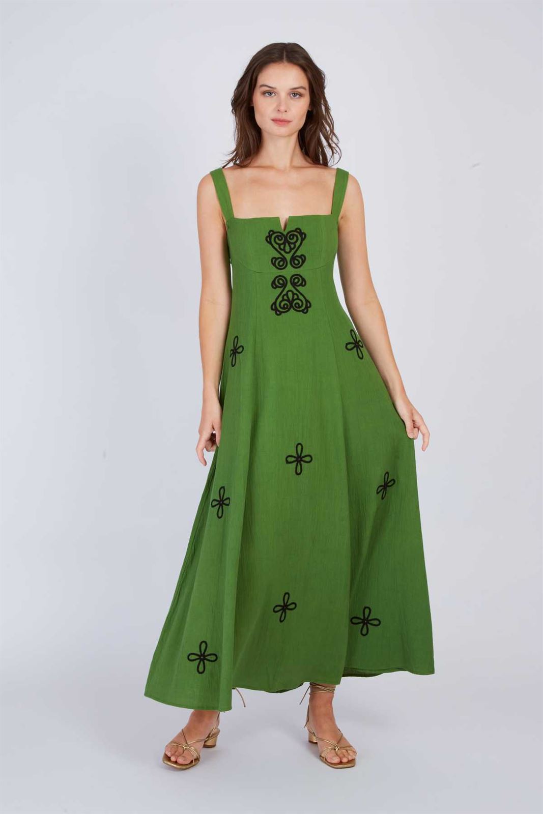 Vestido Derhy CLARISSE bordado verde - Imagen 4