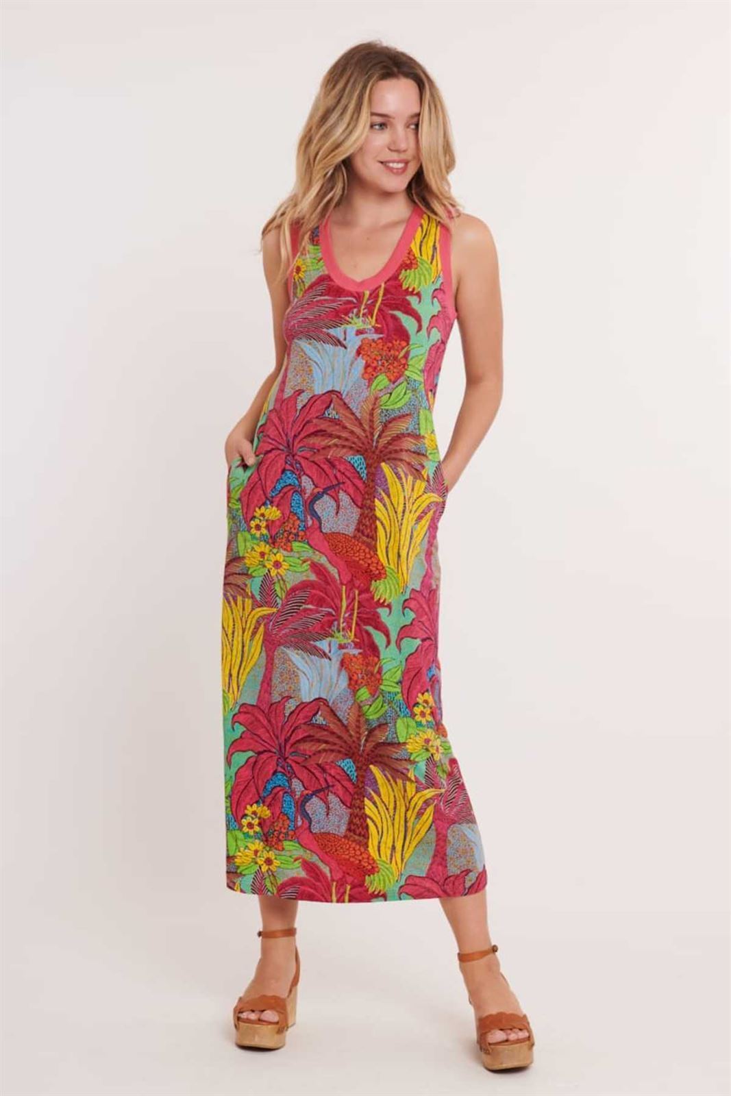 Vestido Derhy estampado fucsias Caillou - Imagen 1