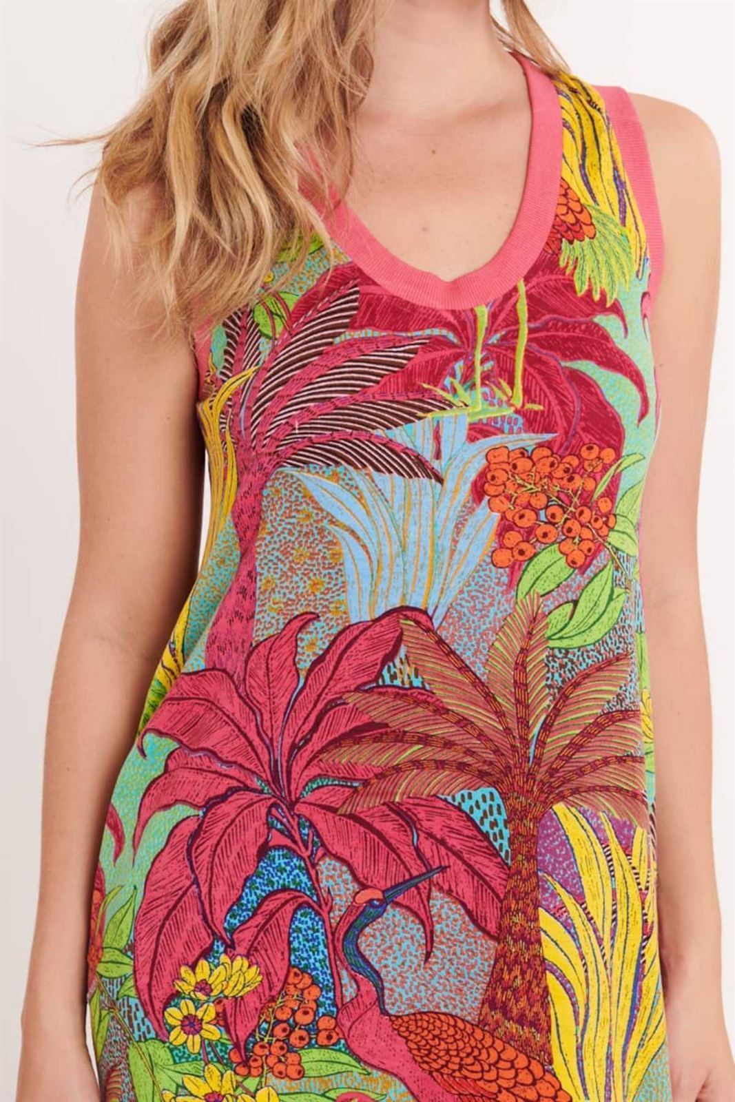 Vestido Derhy estampado fucsias Caillou - Imagen 3