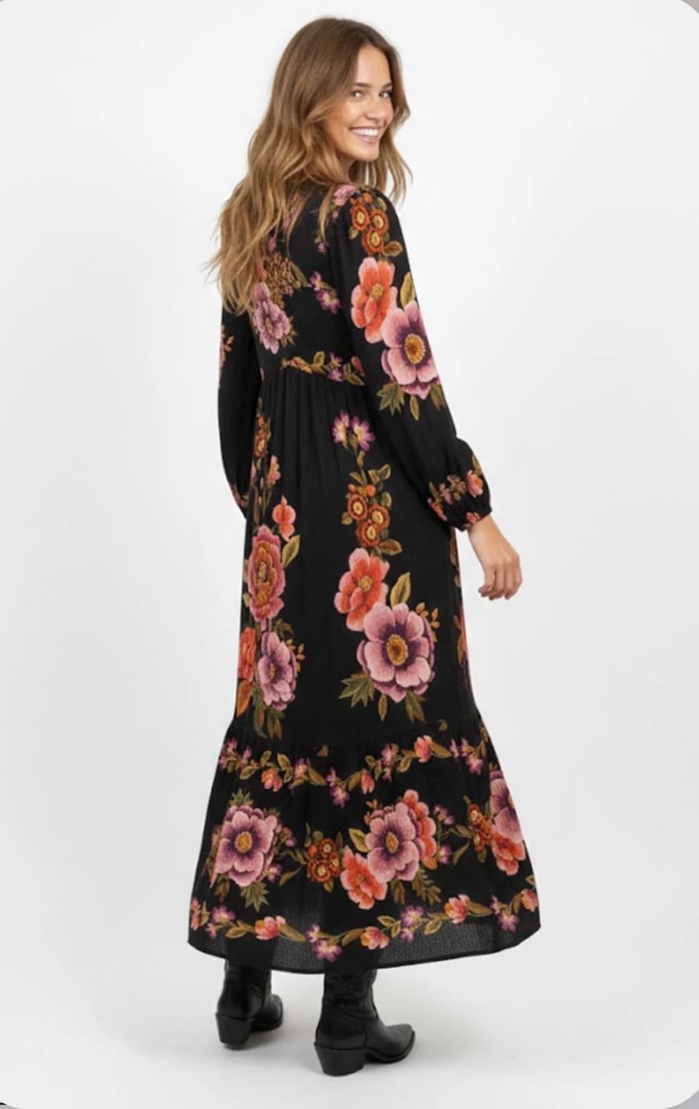 Vestido Derhy FANELLY negro estampado floral - Imagen 1