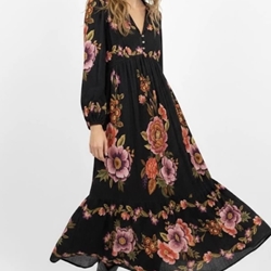 Vestido Derhy FANELLY negro estampado floral - Imagen 2