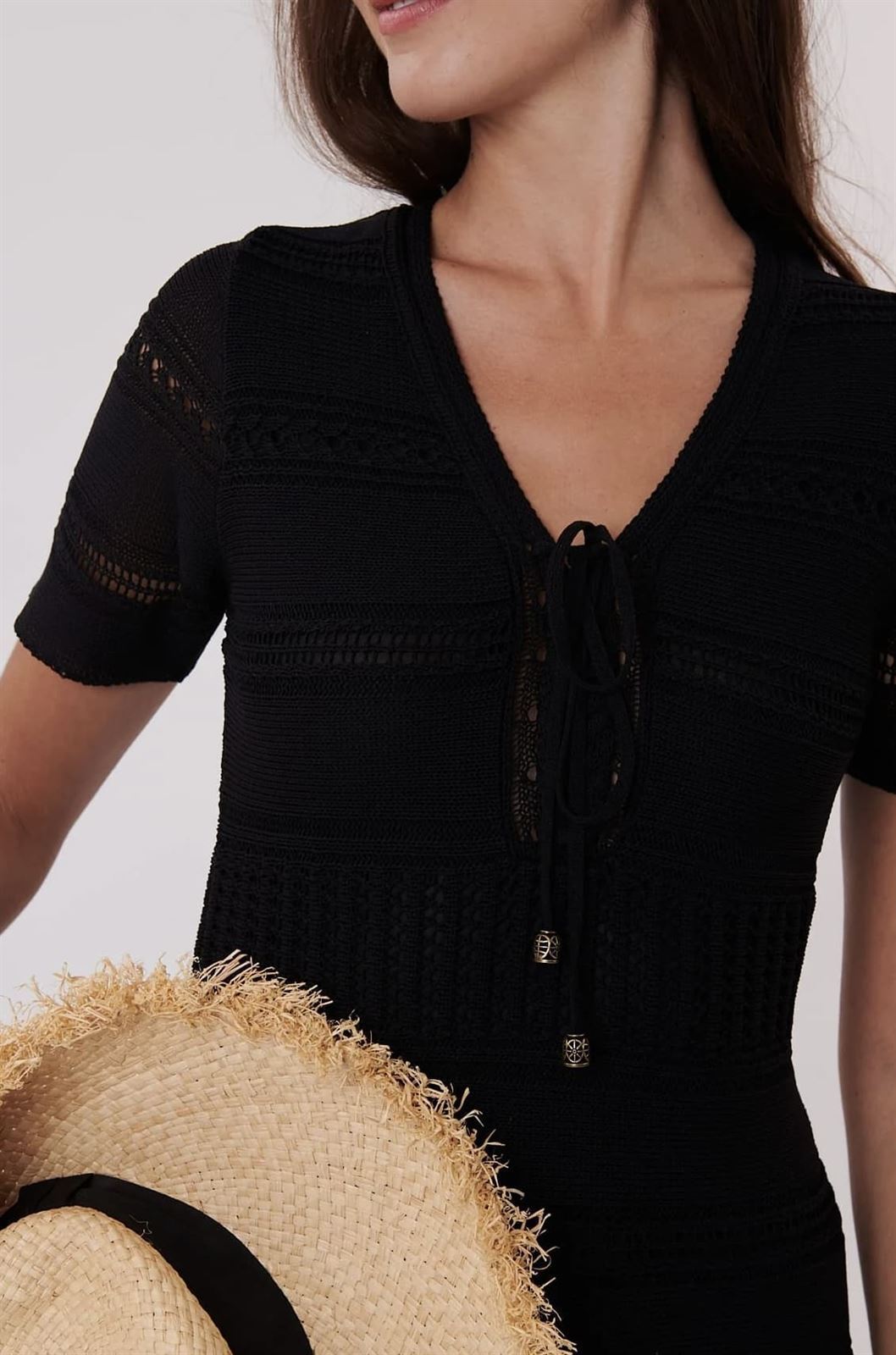 Vestido Derhy HELENE crochet negro - Imagen 4