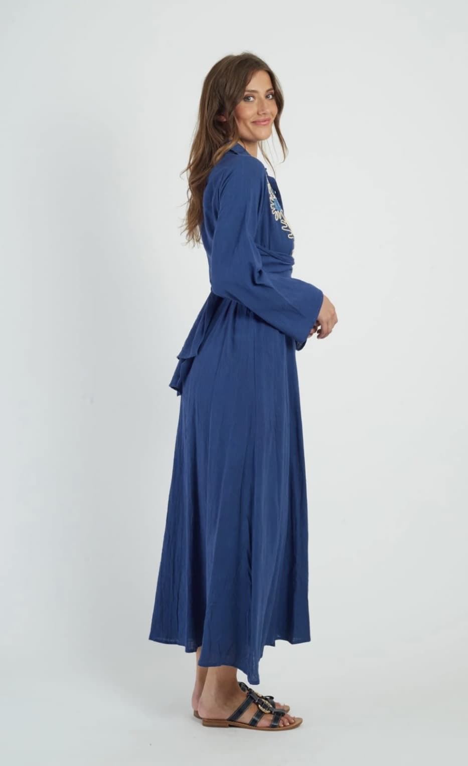 Vestido Derhy  P615090-20-S GLOUPS  largo bordado azul - Imagen 2