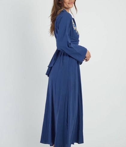 Vestido Derhy  P615090-20-S GLOUPS  largo bordado azul - Imagen 2