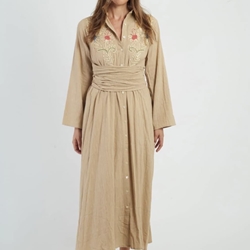 Vestido Derhy  P615090-20-S GLOUPS  largo bordado beige - Imagen 2