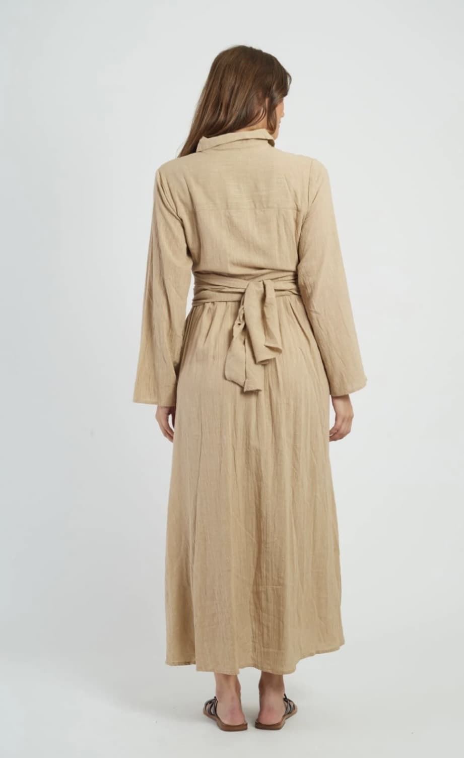 Vestido Derhy  P615090-20-S GLOUPS  largo bordado beige - Imagen 4