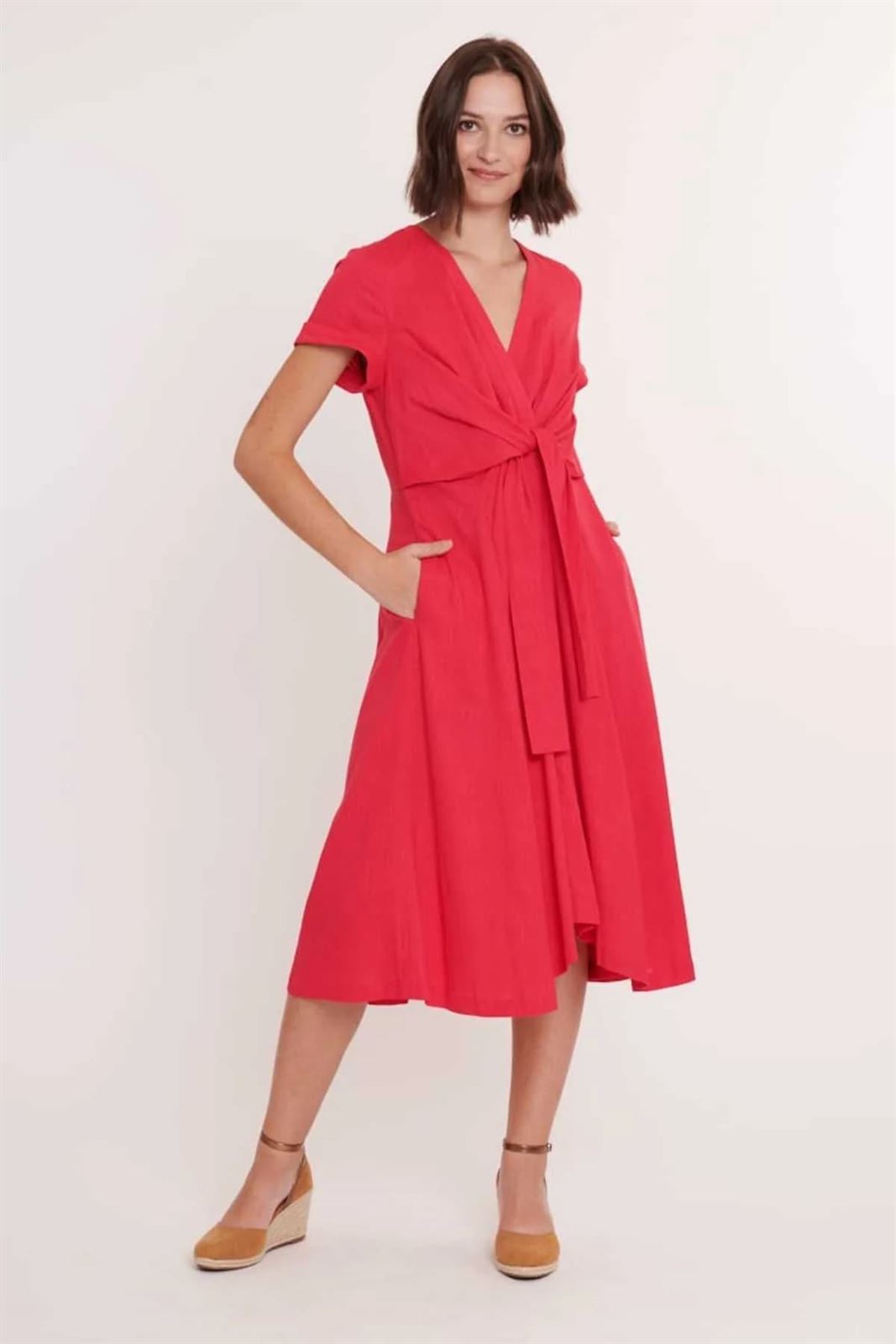 Vestido Derhy Pensee rojo coral - Imagen 1