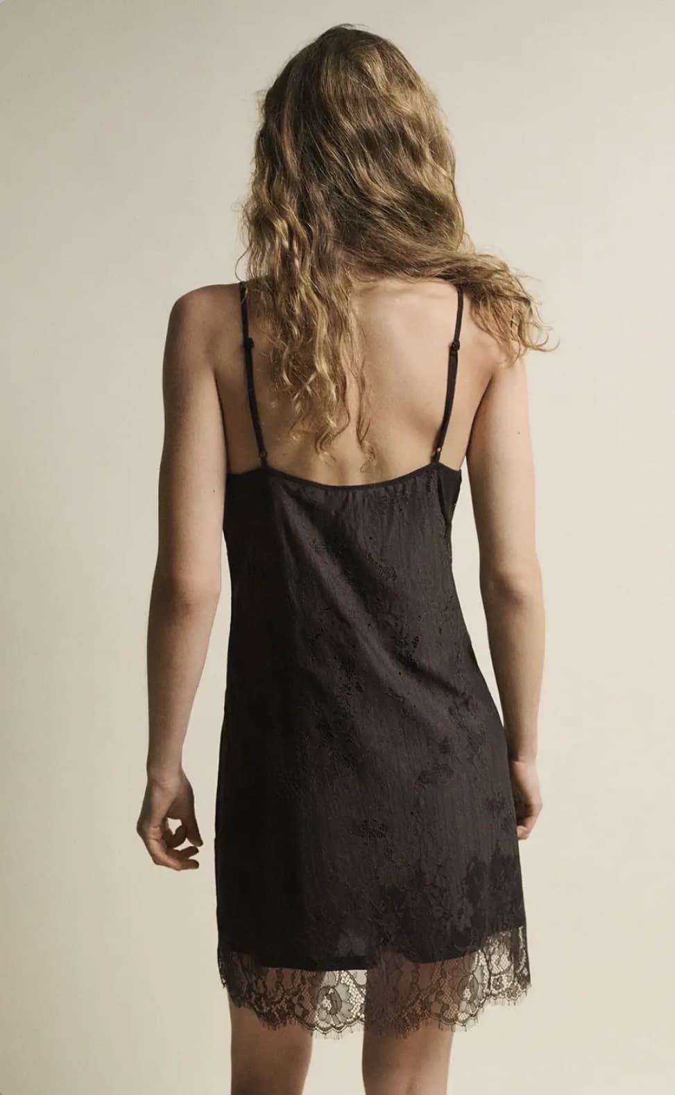 Vestido ese O ese AMANDA tirantes lencero marrón chocolate - Imagen 2