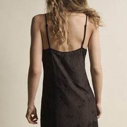 Vestido ese O ese AMANDA tirantes lencero marrón chocolate - Imagen 2