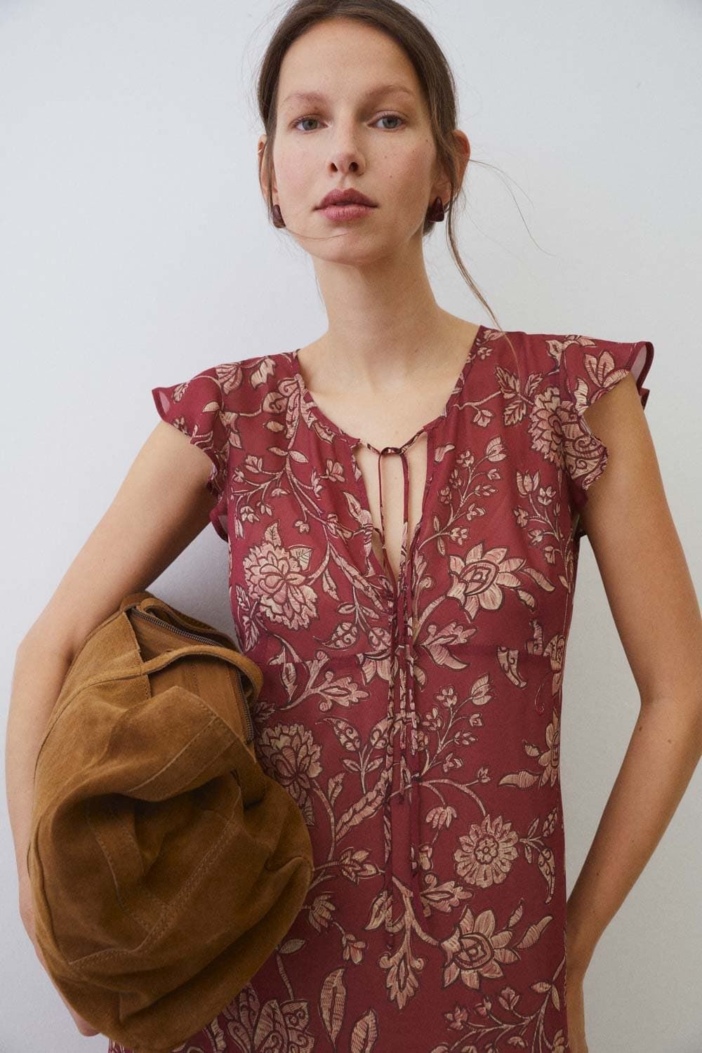 Vestido ese O ese GEORGETTE ALIA granate - Imagen 3